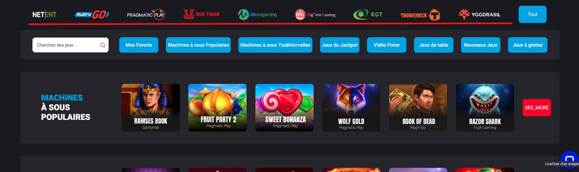 Les fournisseurs de jeux présents sur MyStake