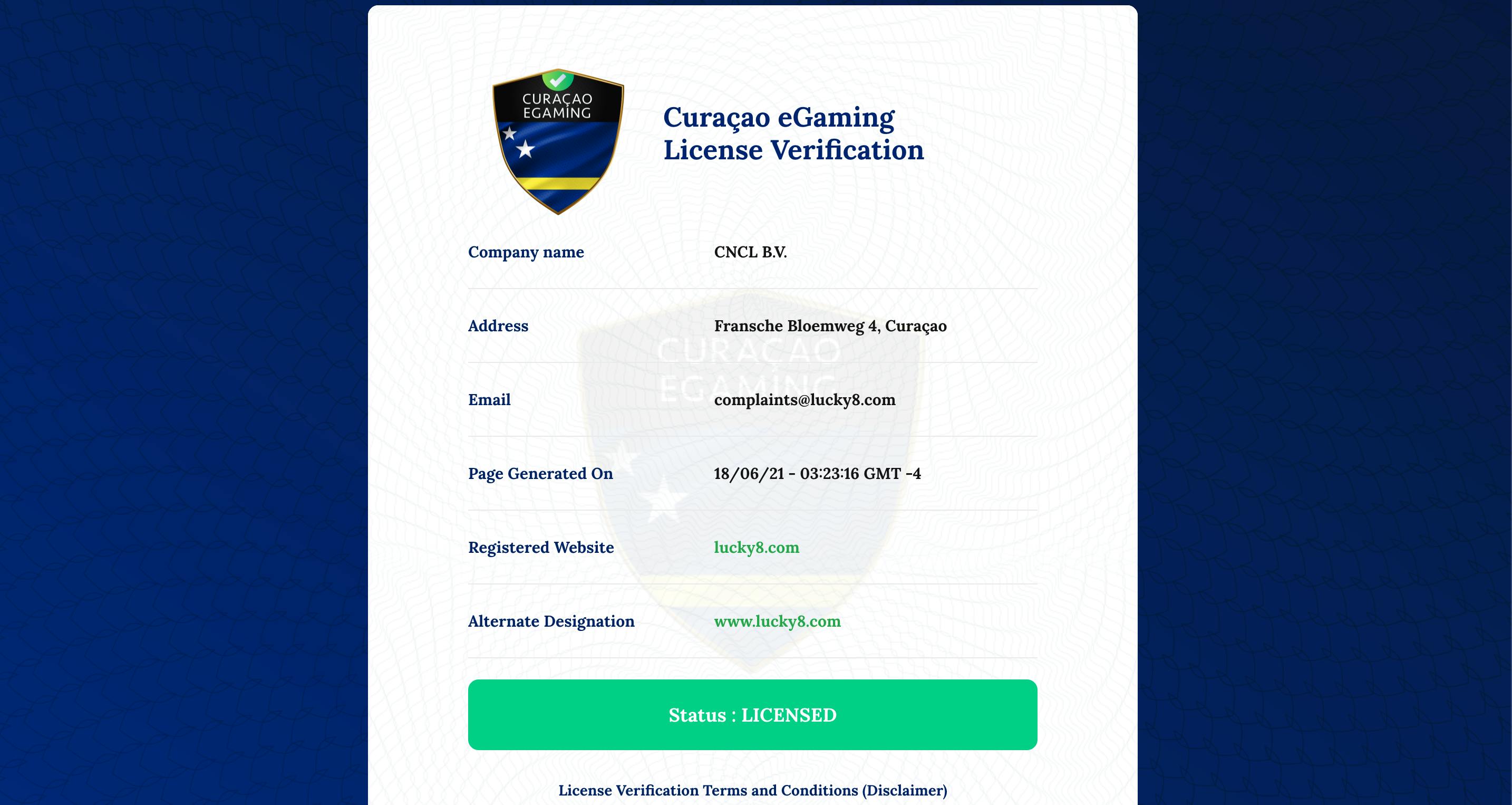 lucky8 license