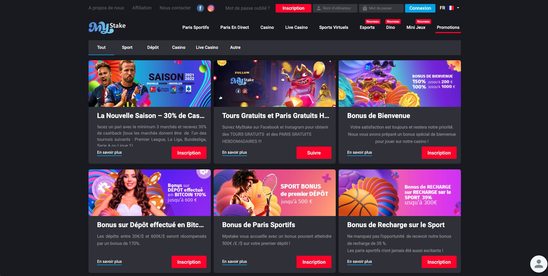 Les promotions disponibles sur le casino en ligne MyStake