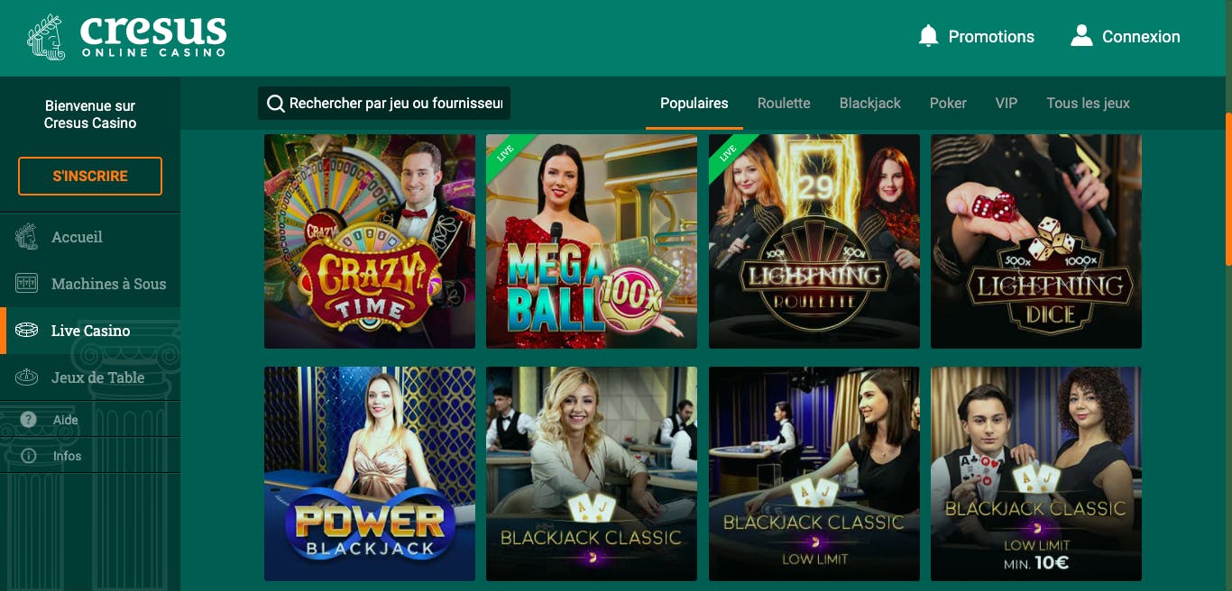 live cresus casino