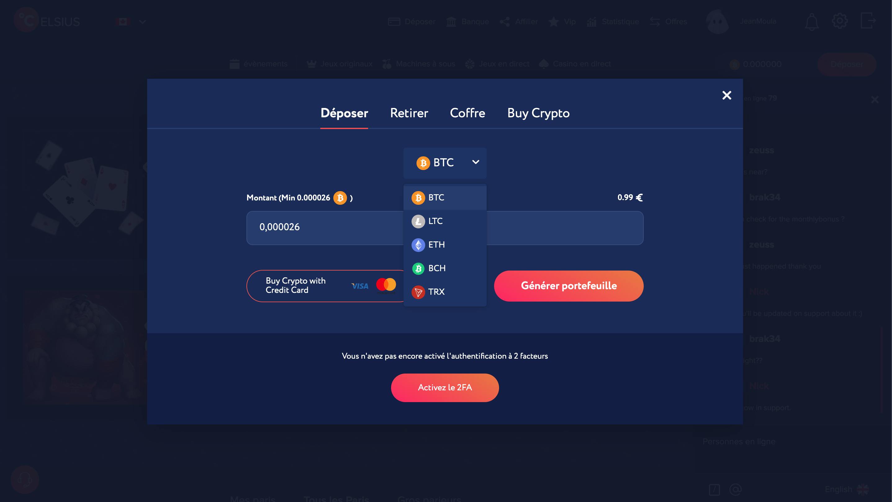 méthodes de paiement celsius casino