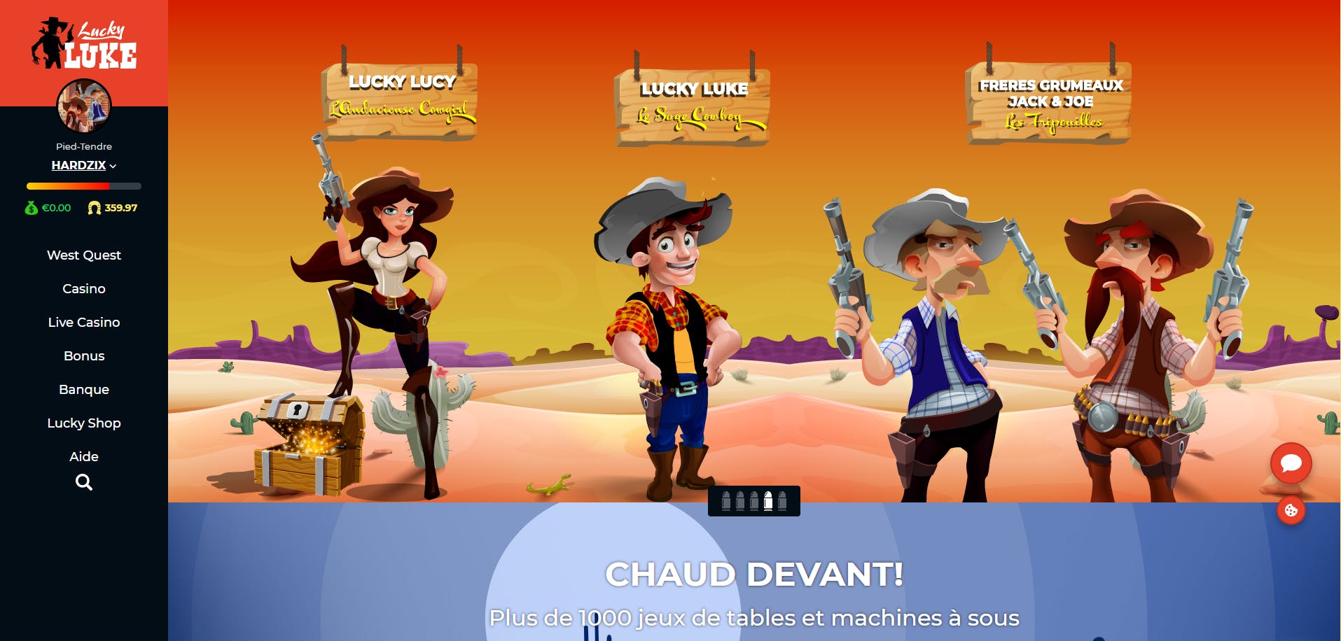 accueil site casino luckyluke