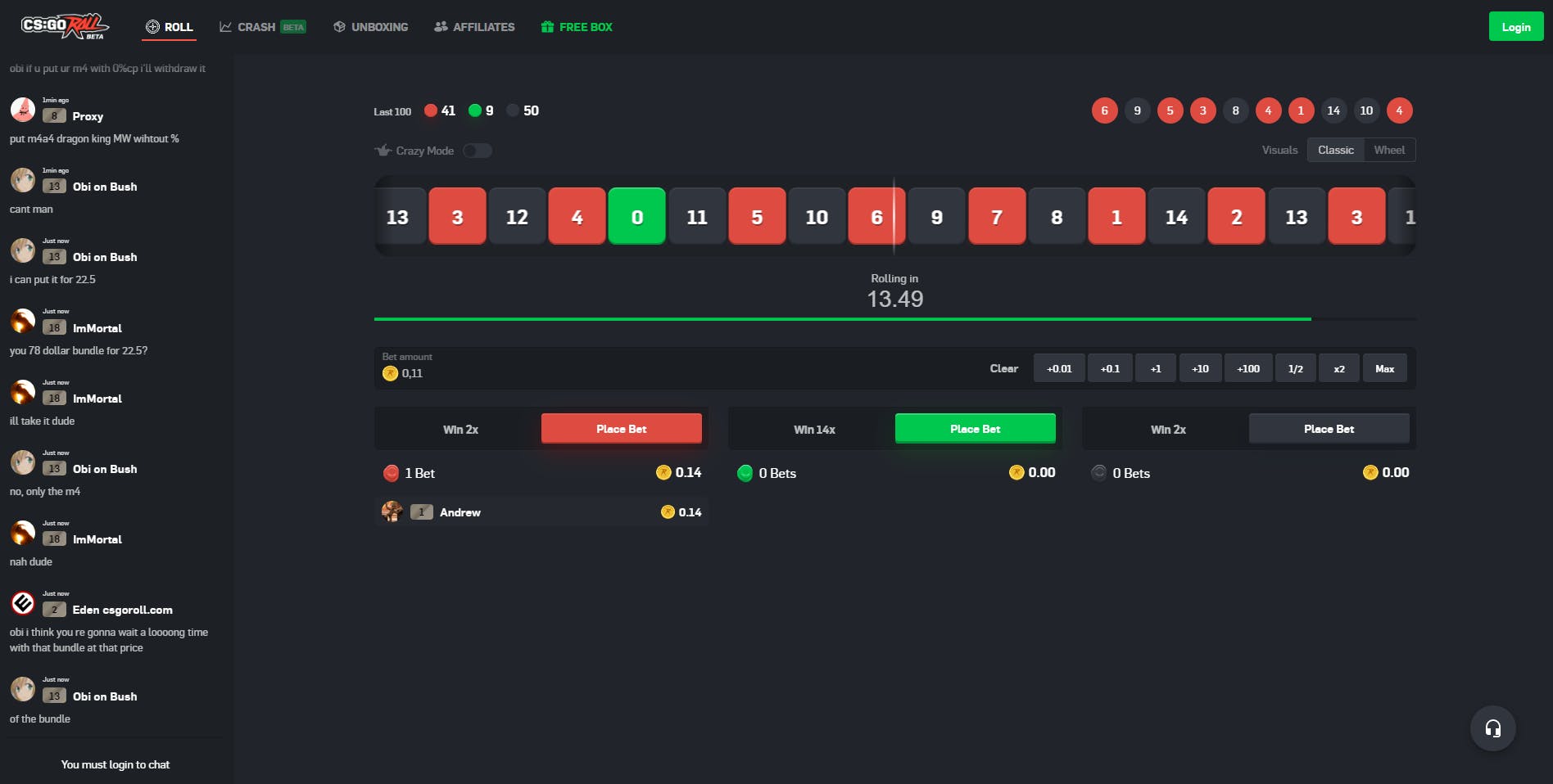 acceuil site csgoroll.com