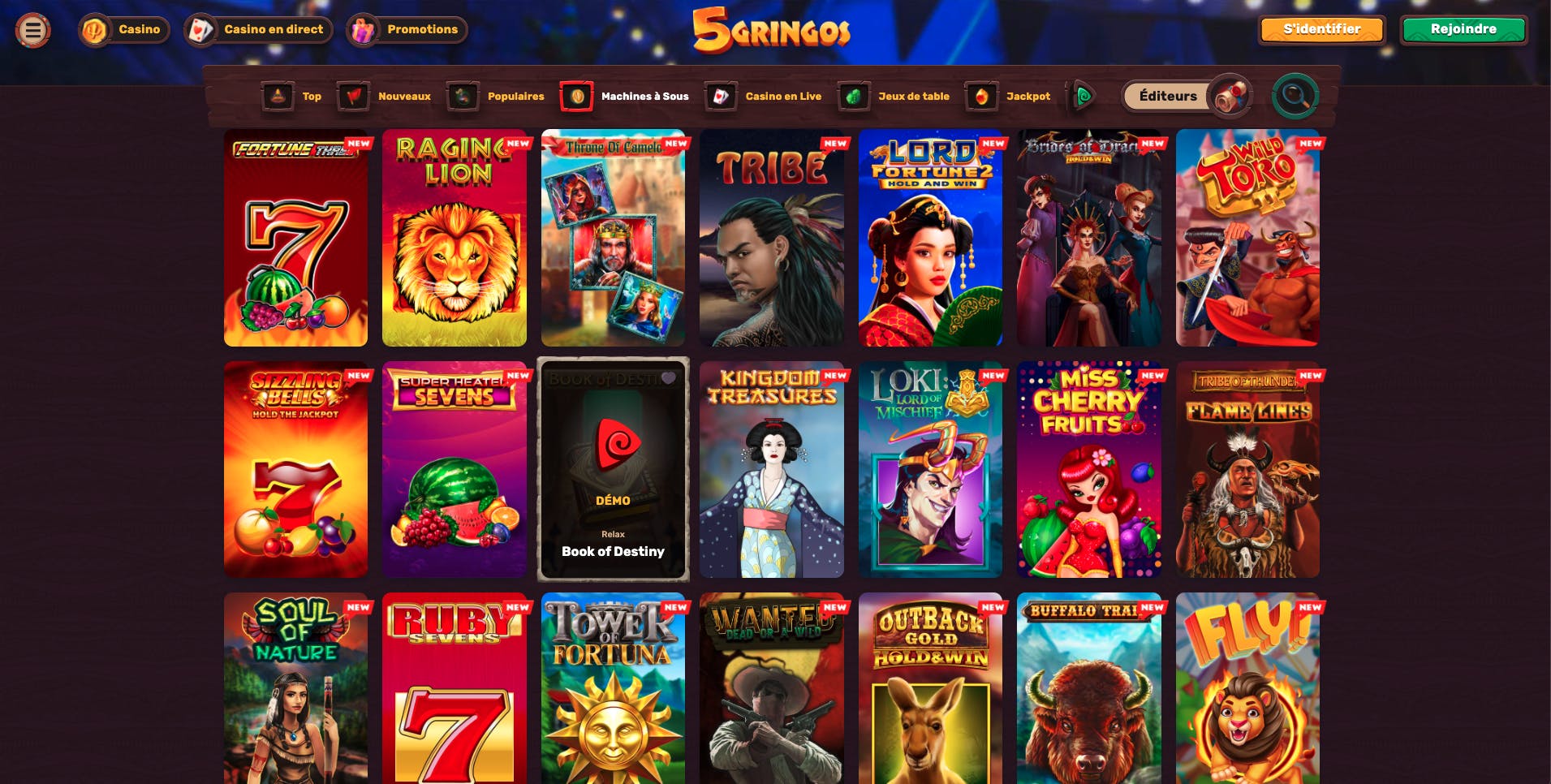 Jouer aux jeux gratuitement sur 5Gringos