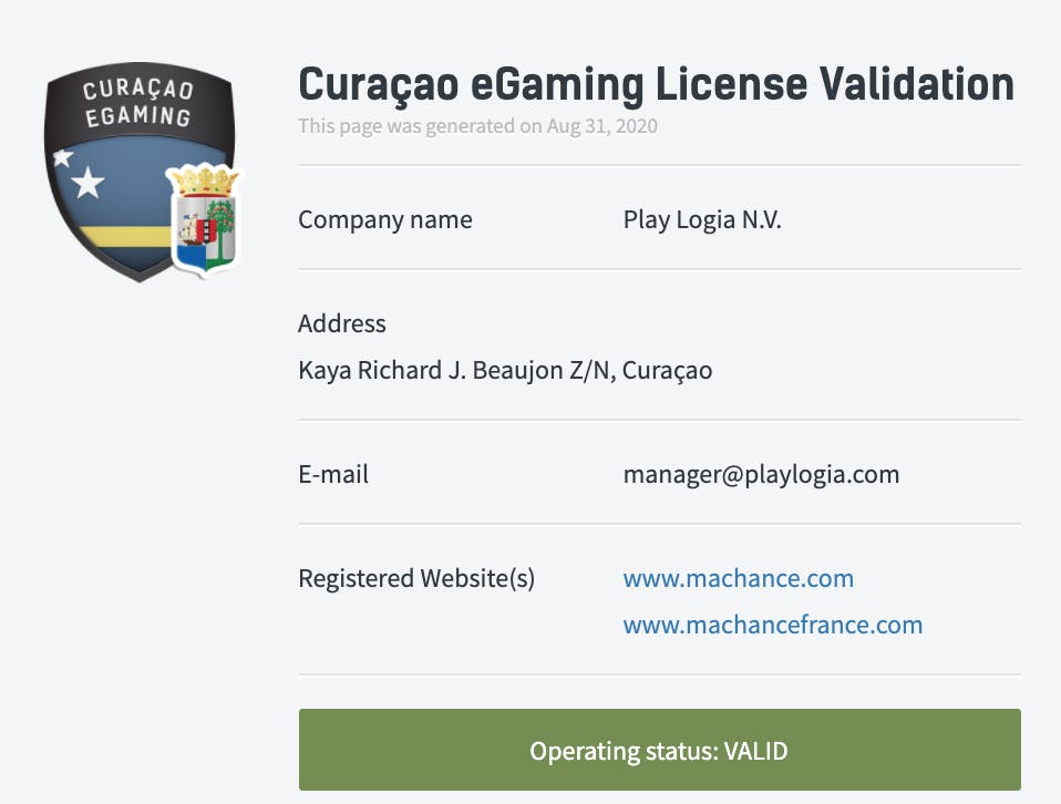 licence ma chance casino