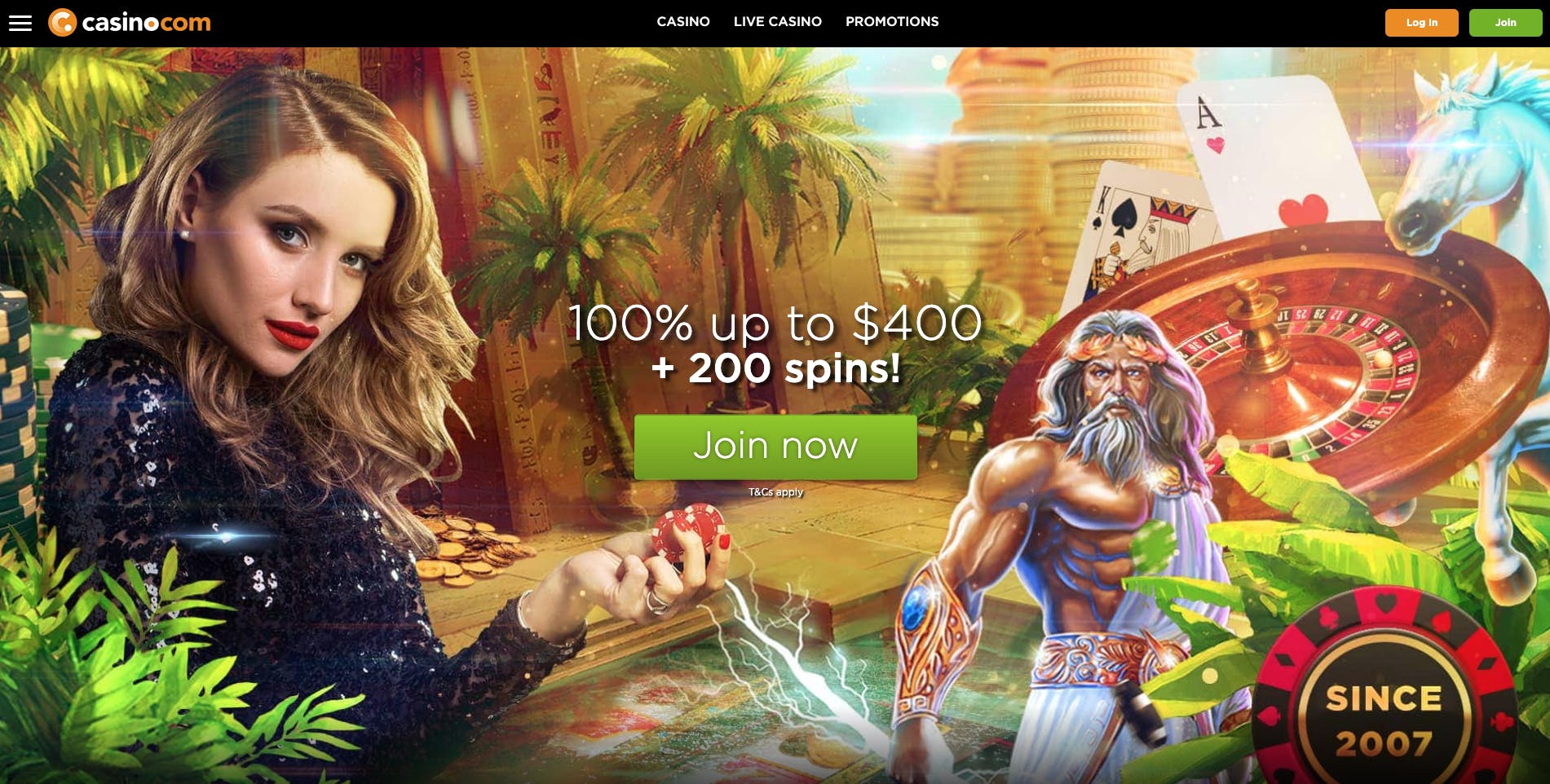 casino.com landing page
