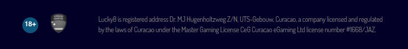 gaming licence in the footer of the onlince casino