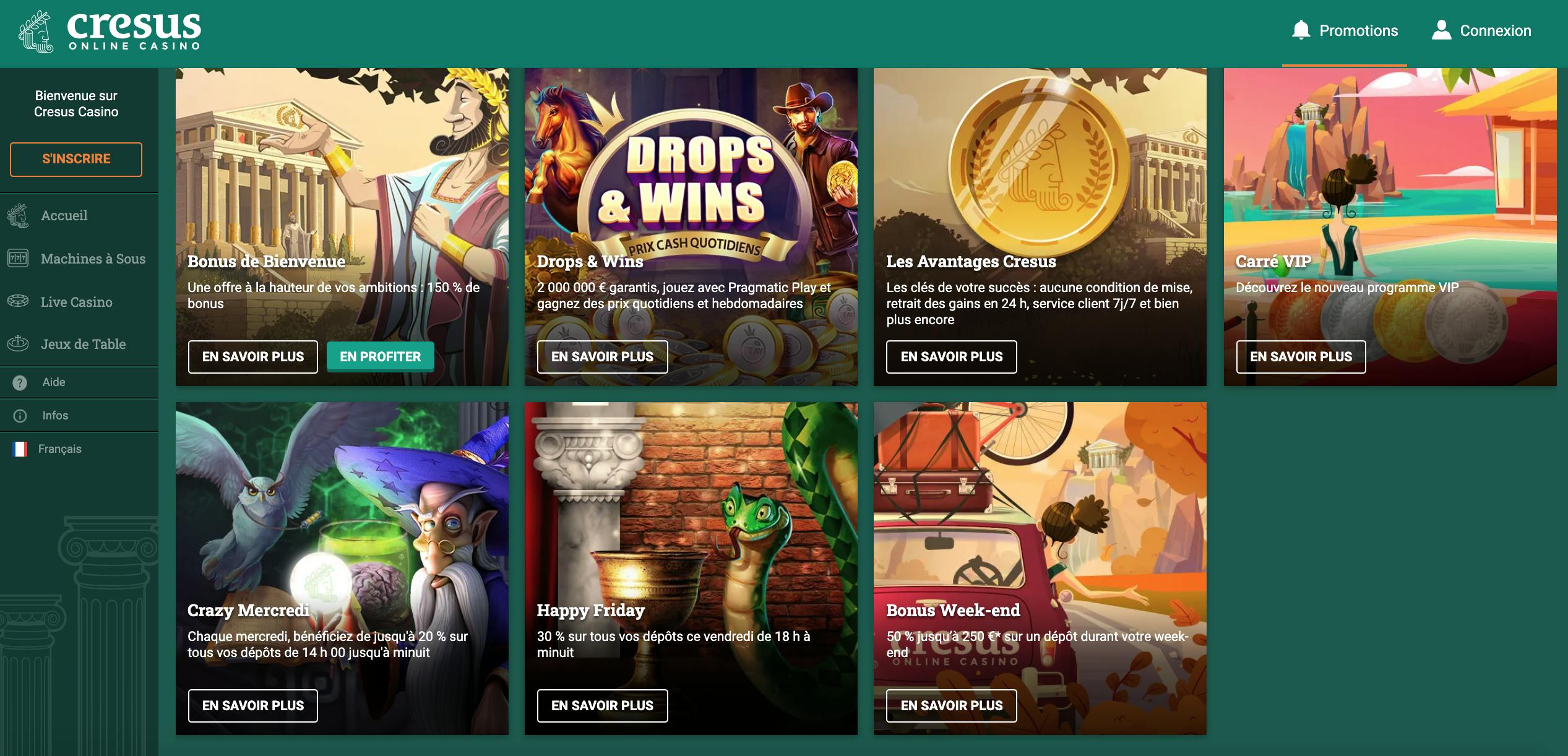 promotions sur Cresus Casino