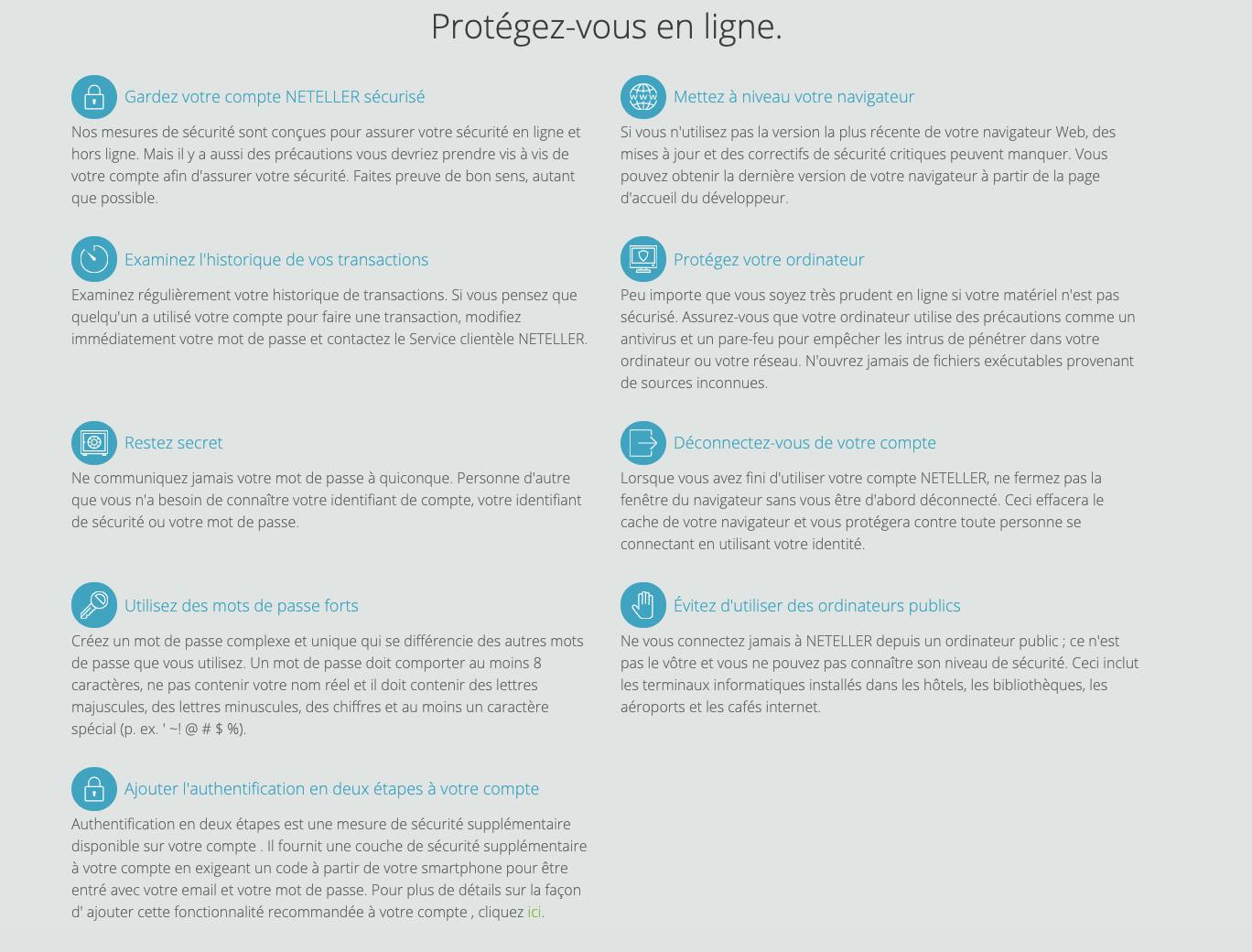 règles pour se protéger en ligne
