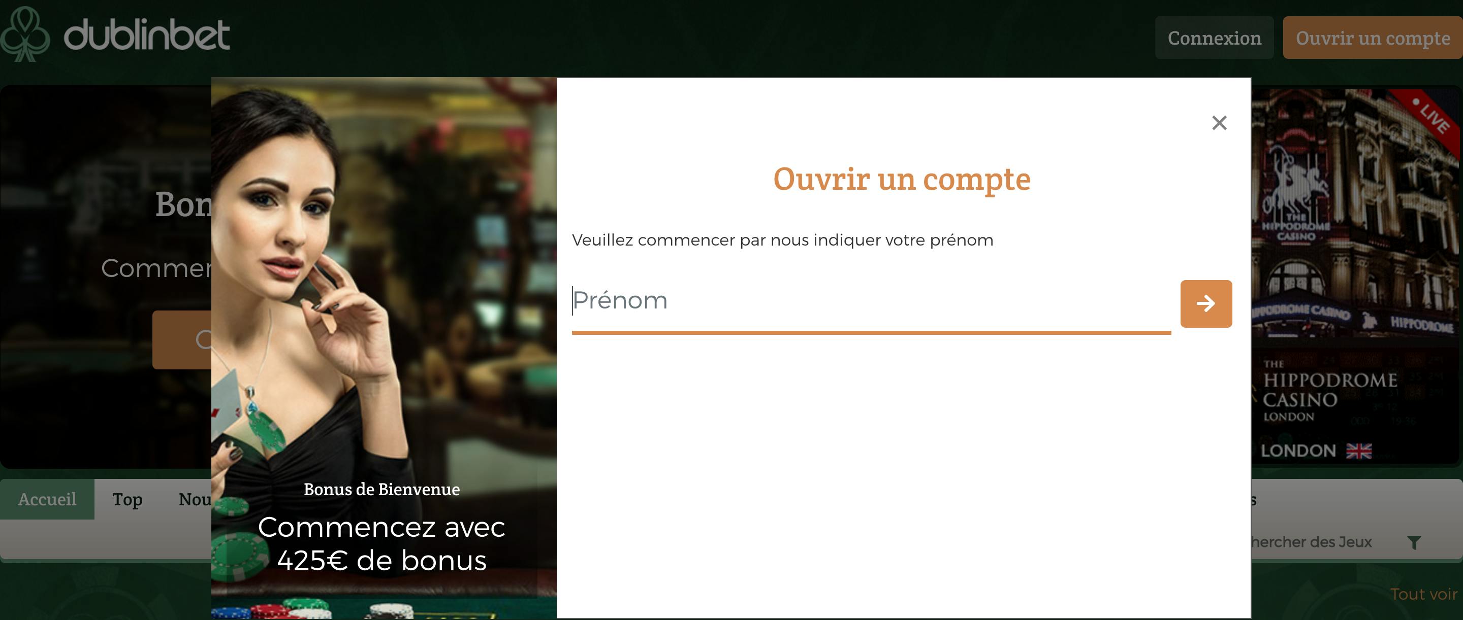 créer un compte sur dublinbet