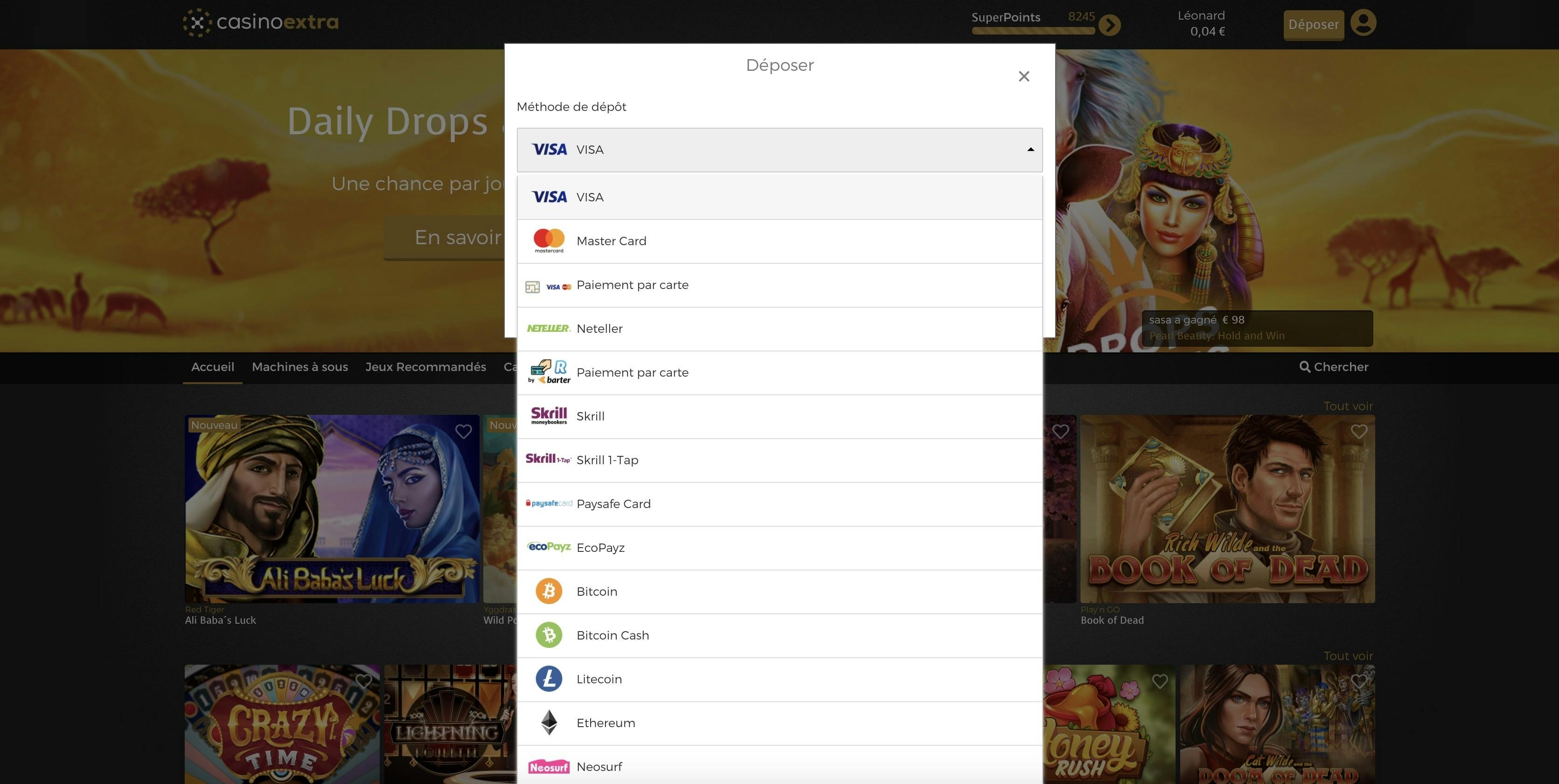 dépot casino extra