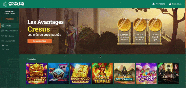 cresus casino home page