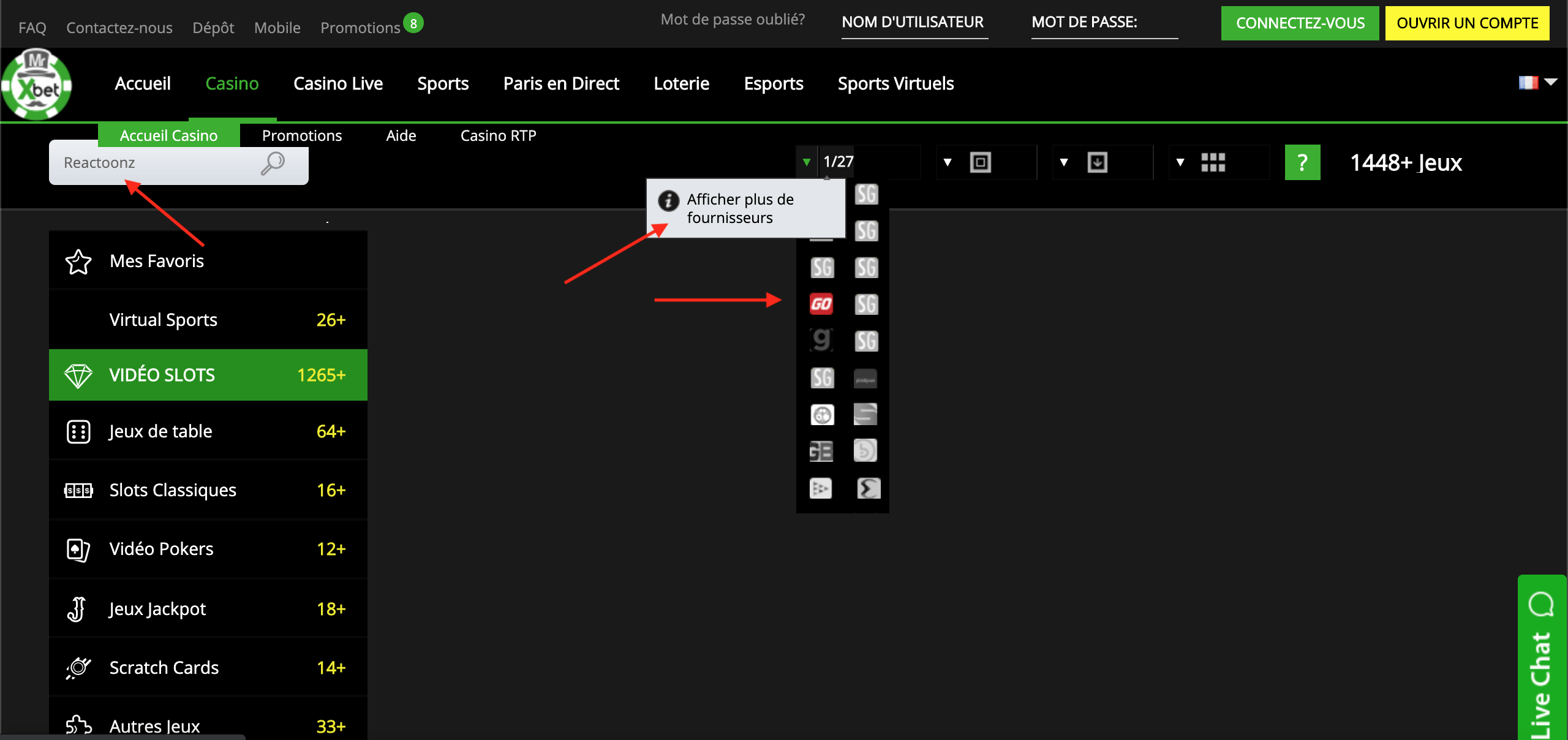 probleme reactoonz sur mrxbet