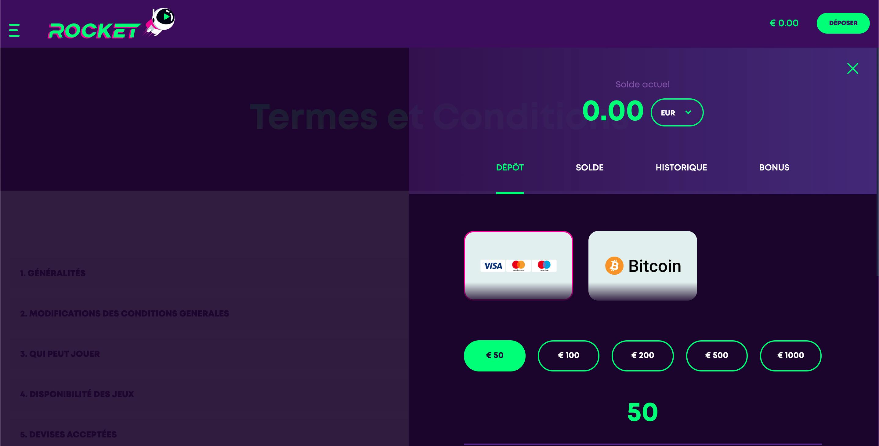 méthodes de paiement casino rocket