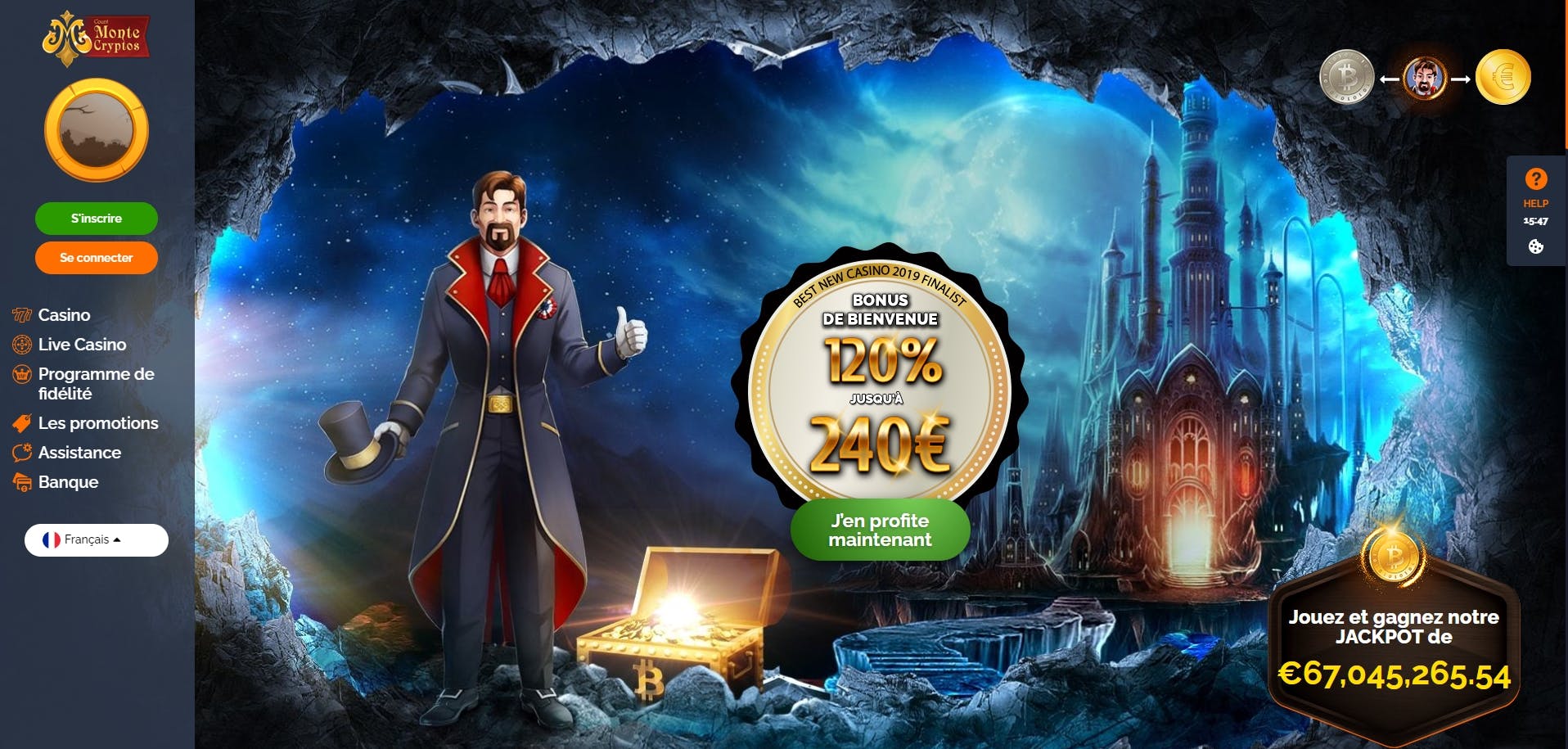 acceuil du casino montecryptos