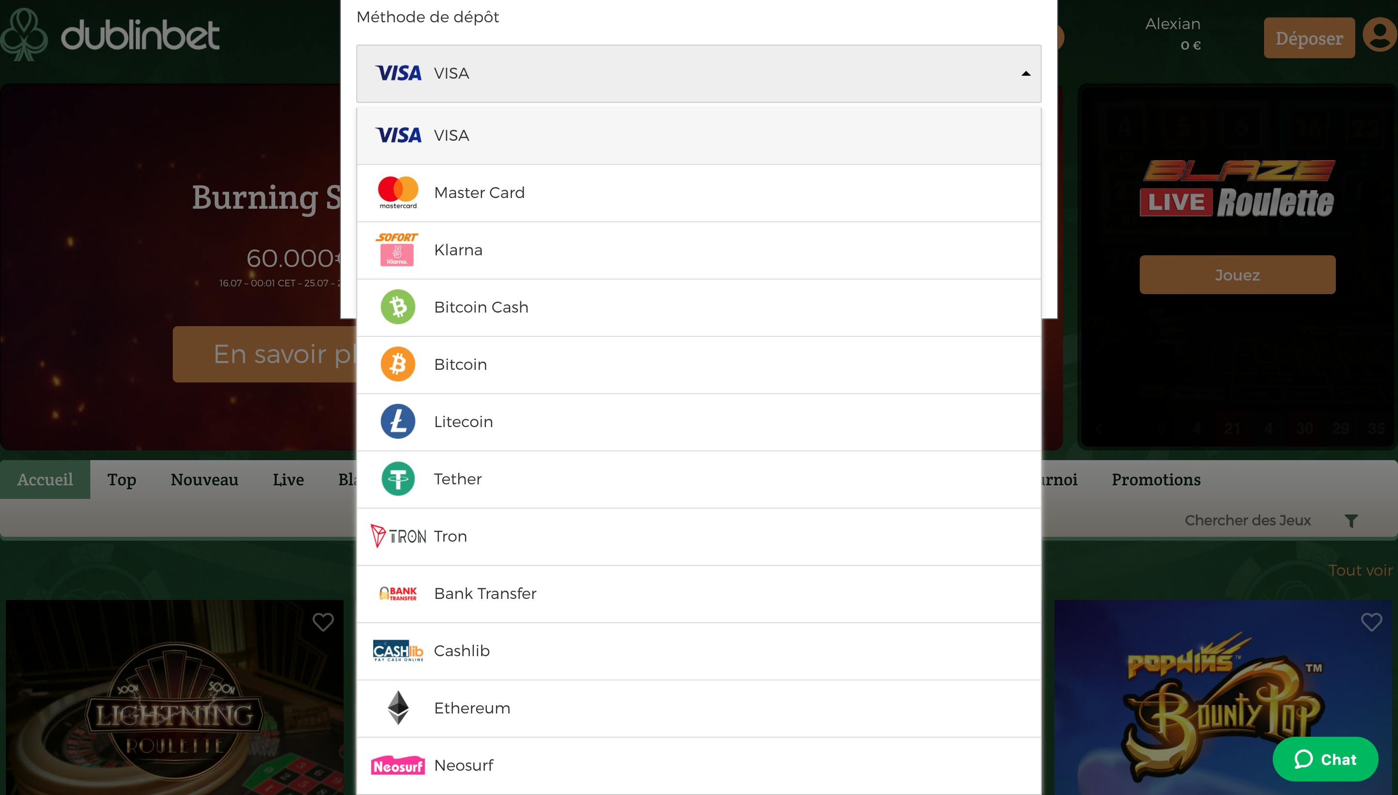 méthodes de paiement dublinbet
