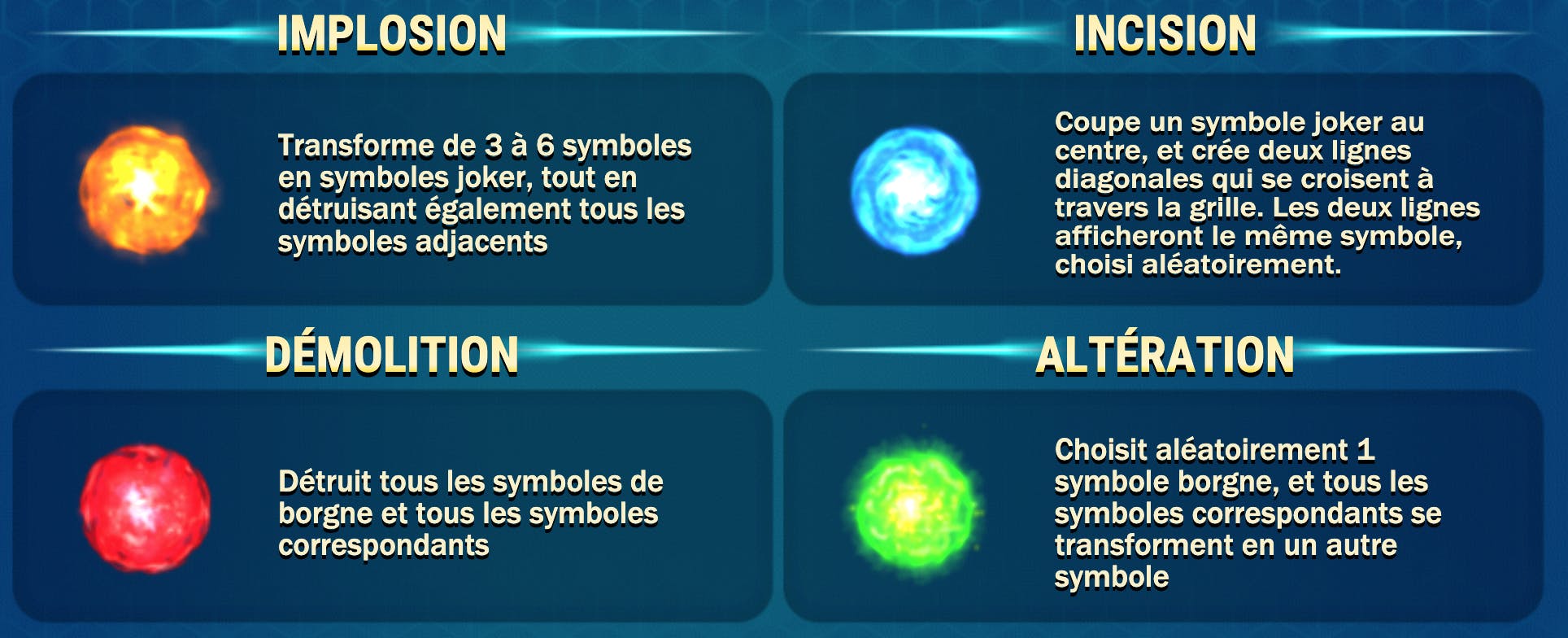 différentes options sur reacoonz