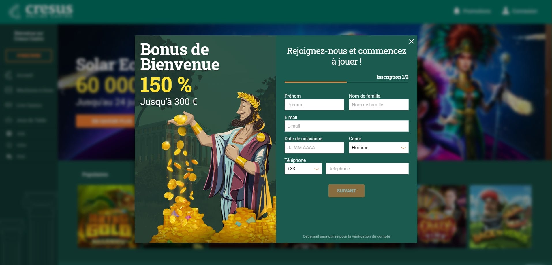 inscription cresus casino