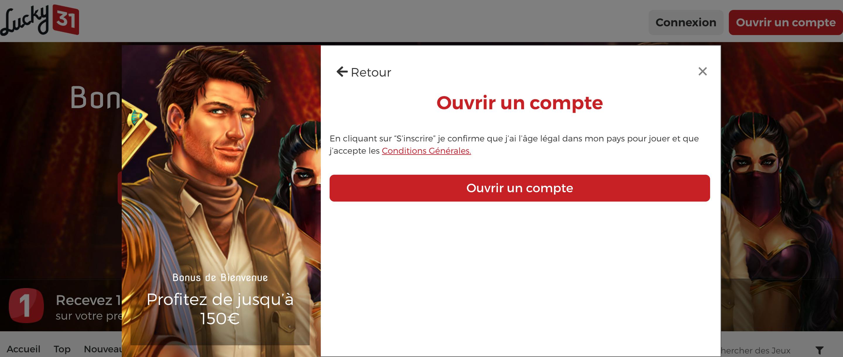 ouvrir un compte lucky31