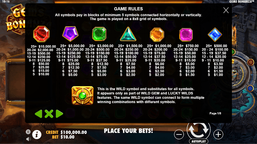 symbols gems bonanza