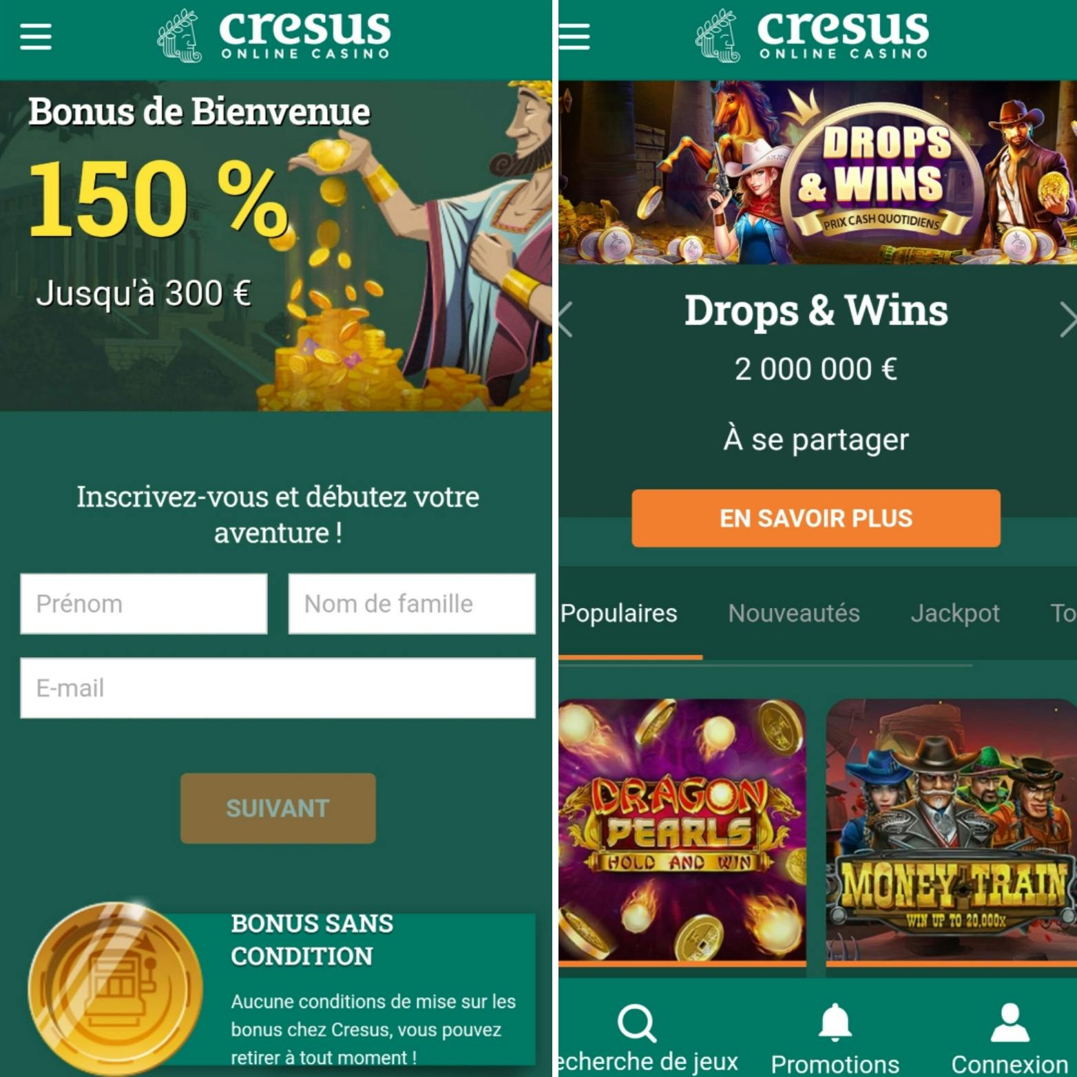 version mobile cresus casino