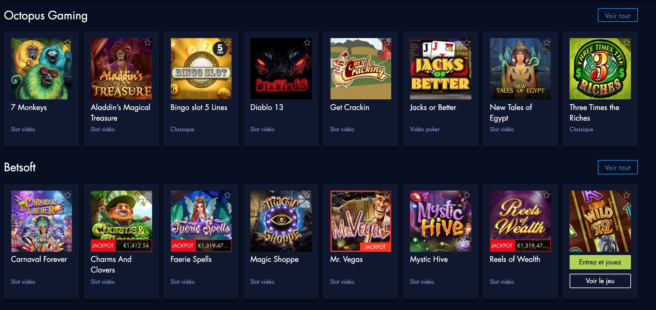 providers available at paris vip casino