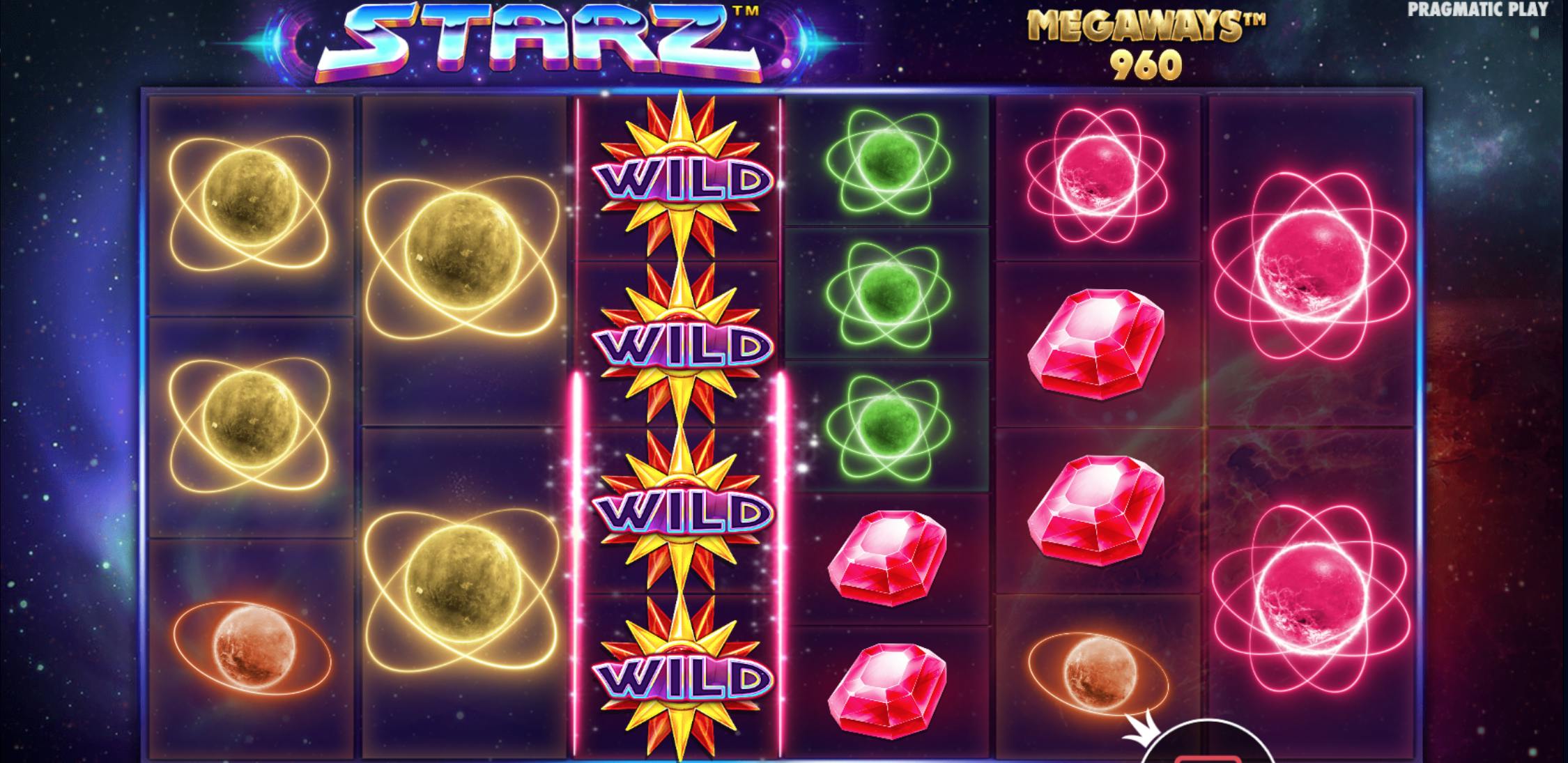 Fonctionnalité wild sur la machine a sous Starz Megaways