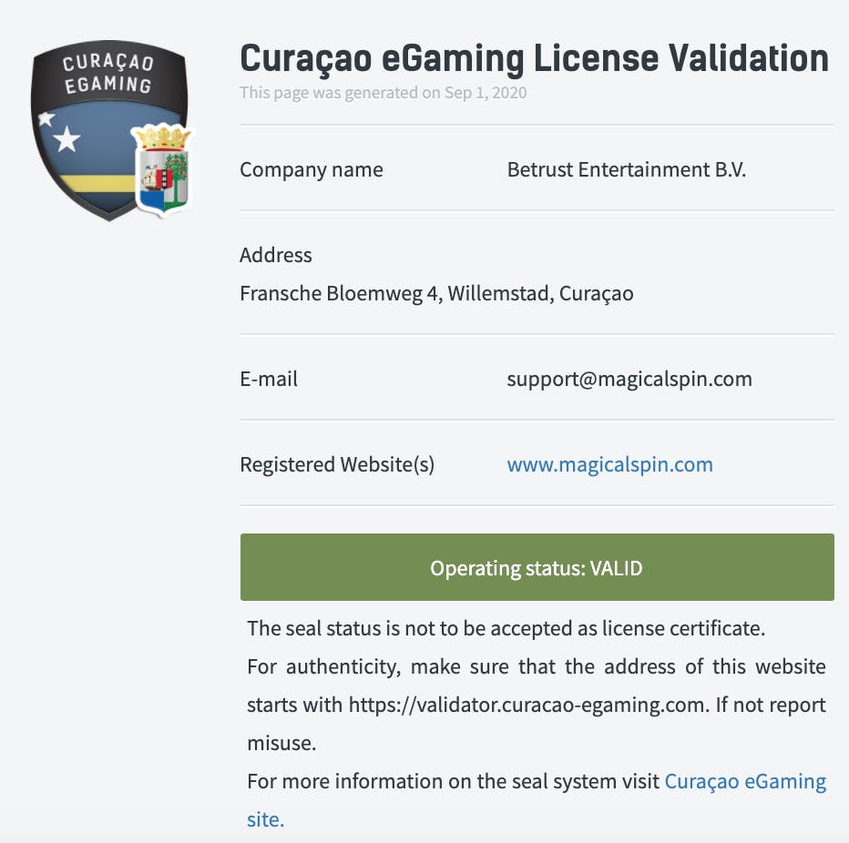 licence magical spin