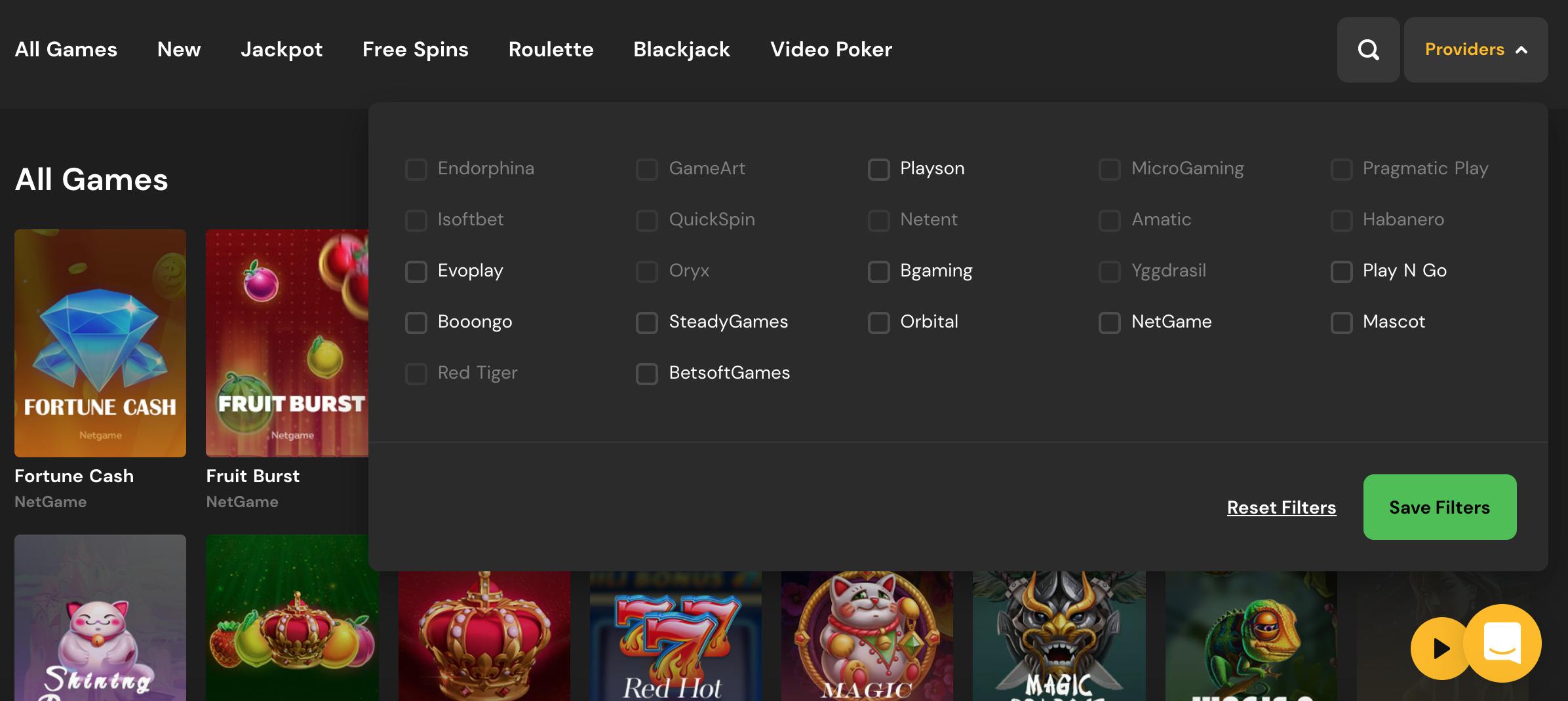 providers sur Fortunejack