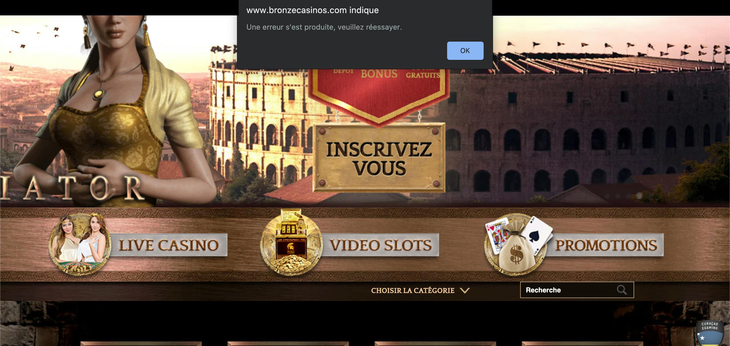 problem home page bronze casino