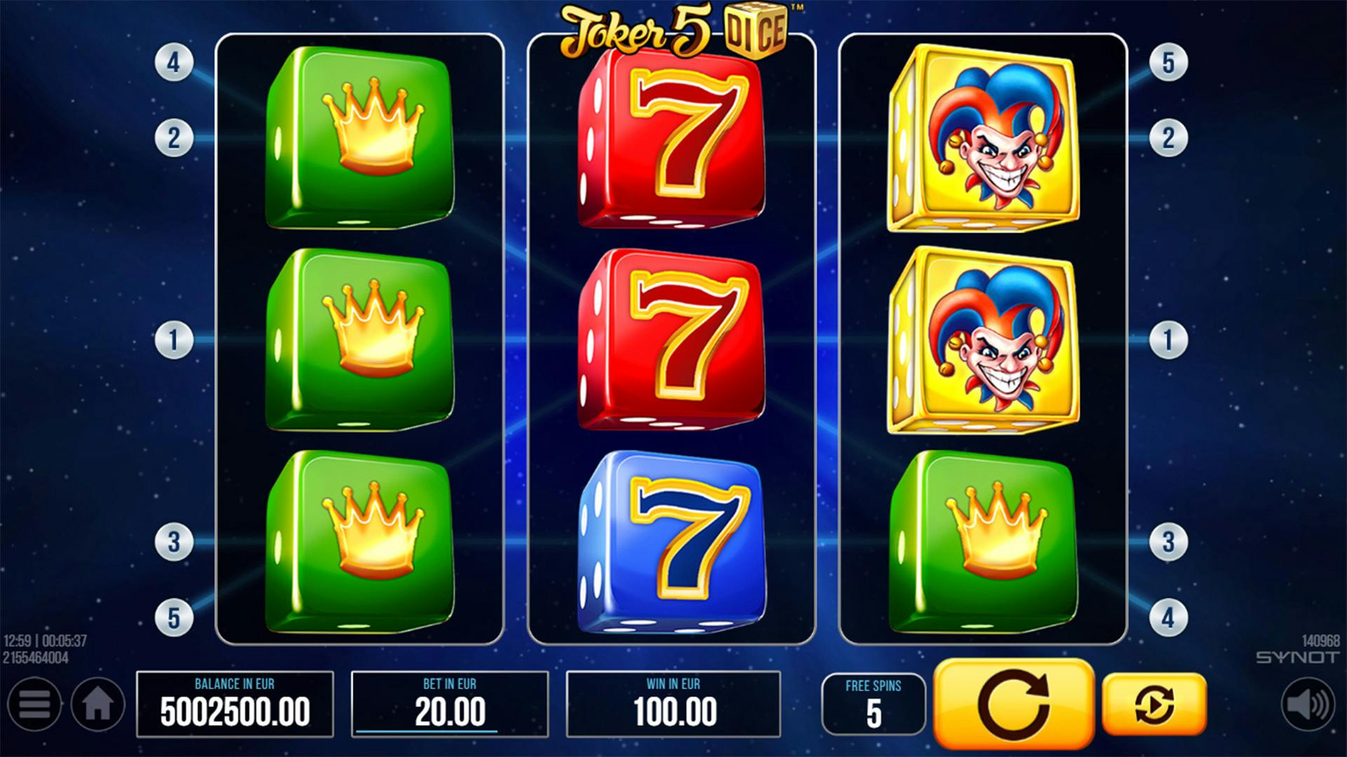 Revue de Synot Joker 5 Dice jeu de dice slot