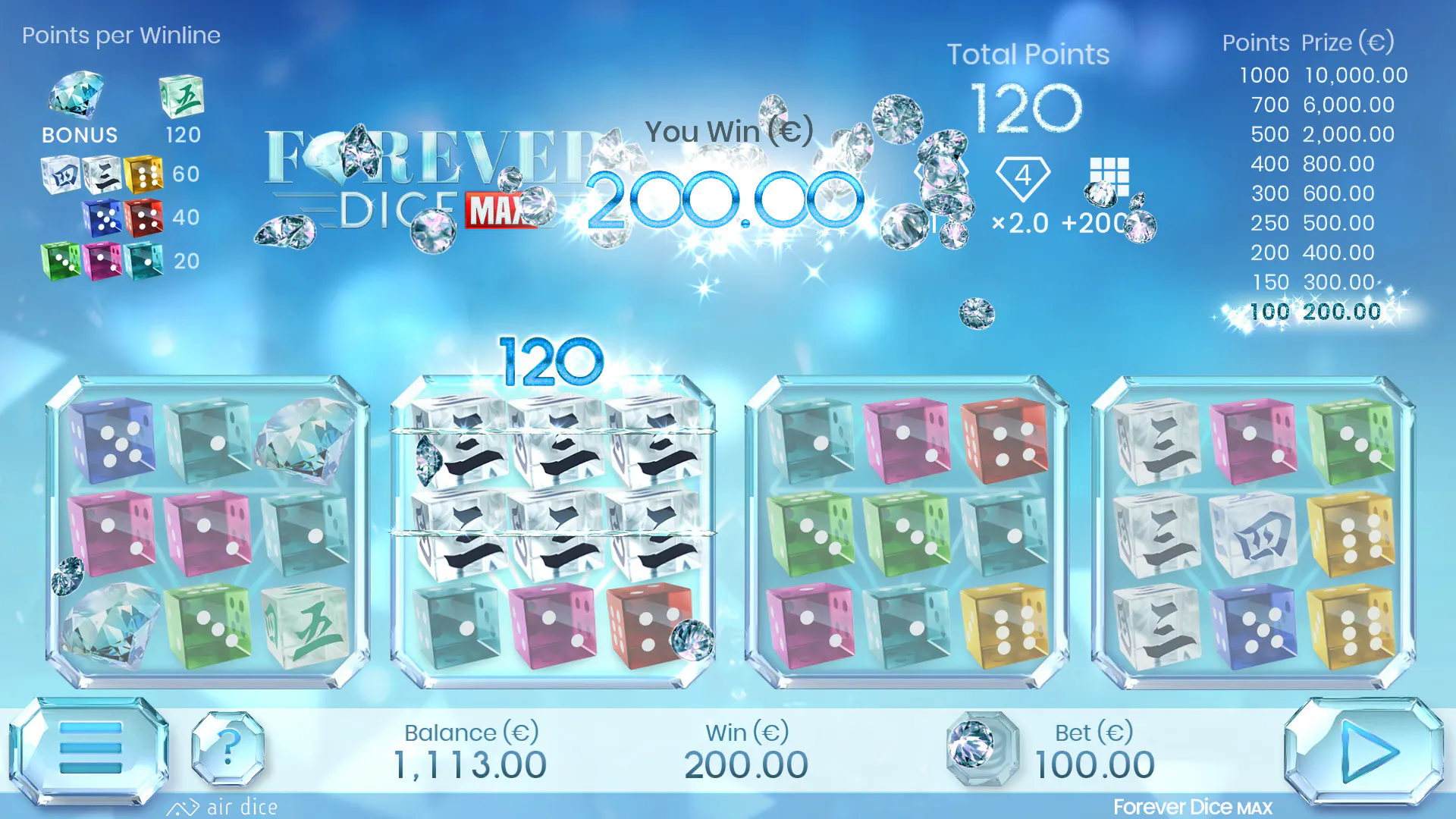 A dazzling universe with Forever Dice Max