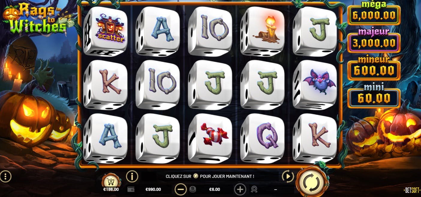 Betsoft Rags to Witches jeu dice slot