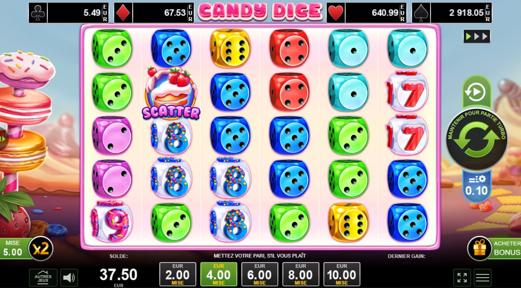 Amusenet Candy Dice slot, more candy for more winnings!