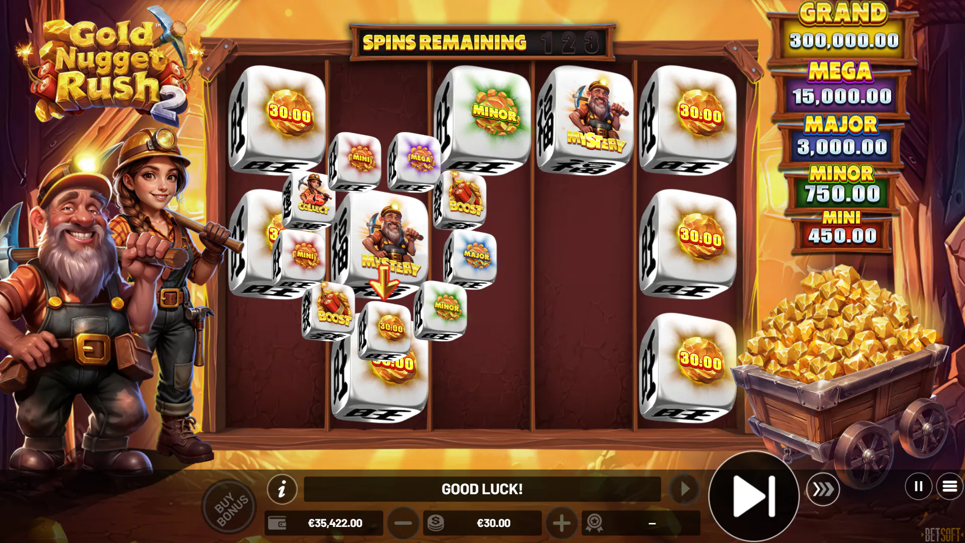 Explore the mine in Gold Nugget Rush 2 Dice