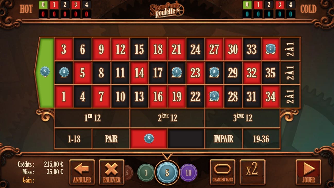 Plaats uw weddenschappen op Steampunk Roulette!