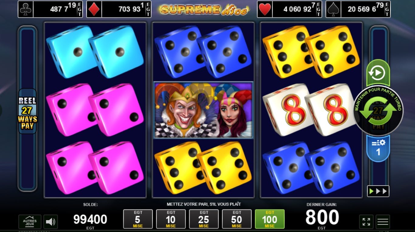 Amusenet Supreme Dice, classic slot games and fruitful winnings.