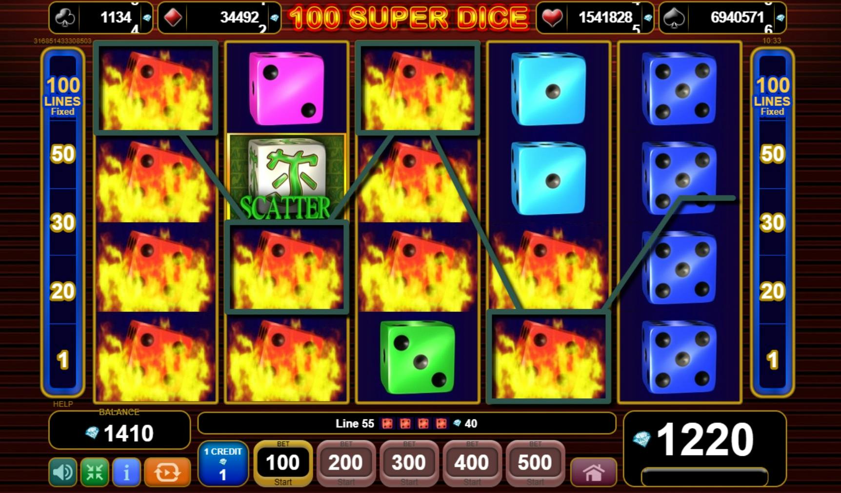 EGT 100 Super Dice Slot Spel op Luckygames