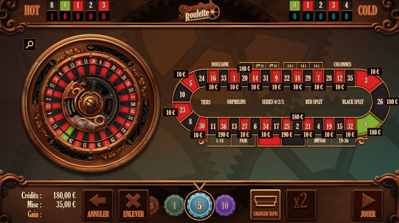 Plaats uw weddenschappen op Steampunk Roulette!