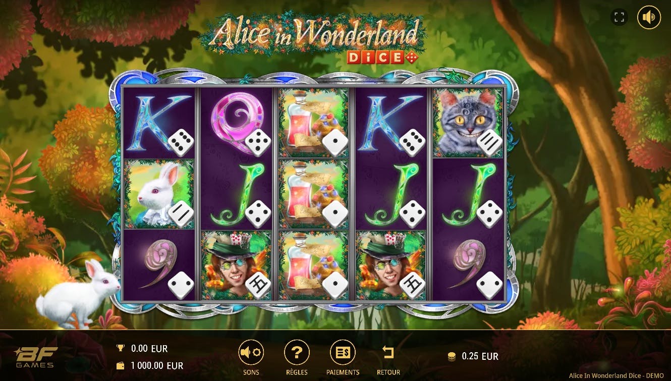 Verken de Alice in Wonderland diceslot van BF Games