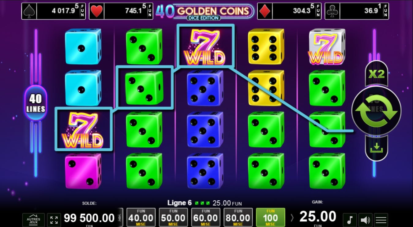 Collectez les dés dorés sur 40 Golden Coins