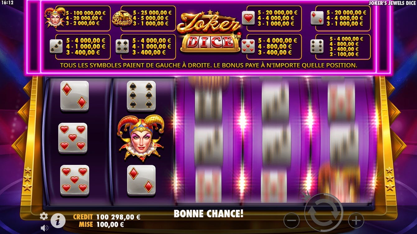 Gains en folie avec Joker Jewels Dice de Pragmatic Play
