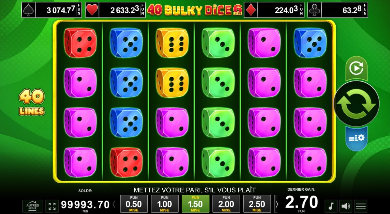 40 Bulky Dice 6 Reels from Amusenet - Tame the Joker