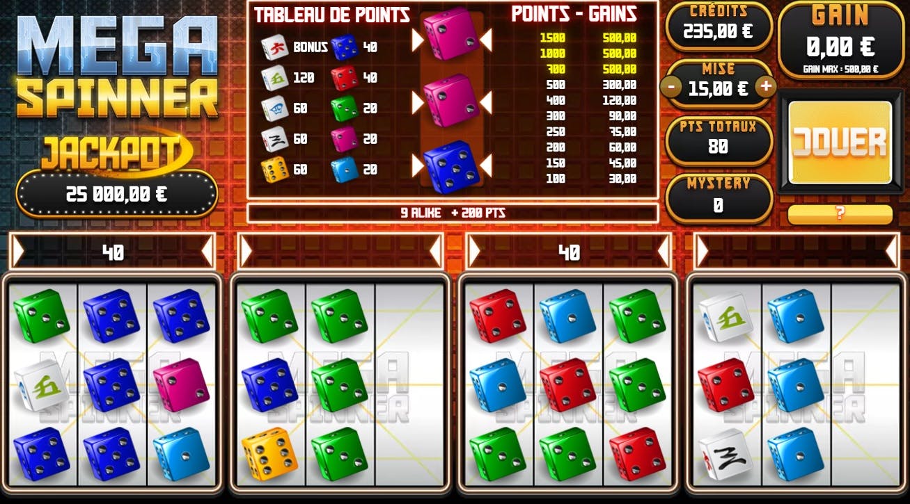 Mega Spinner jeu de dice Gaming1 sur Luckygames.be