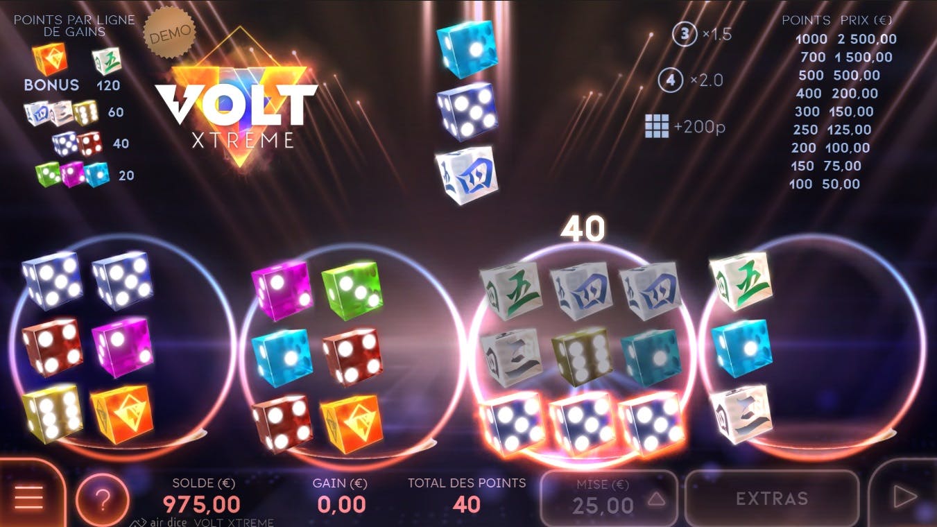 airdice volt extreme jeu de dice sur luckygames.be