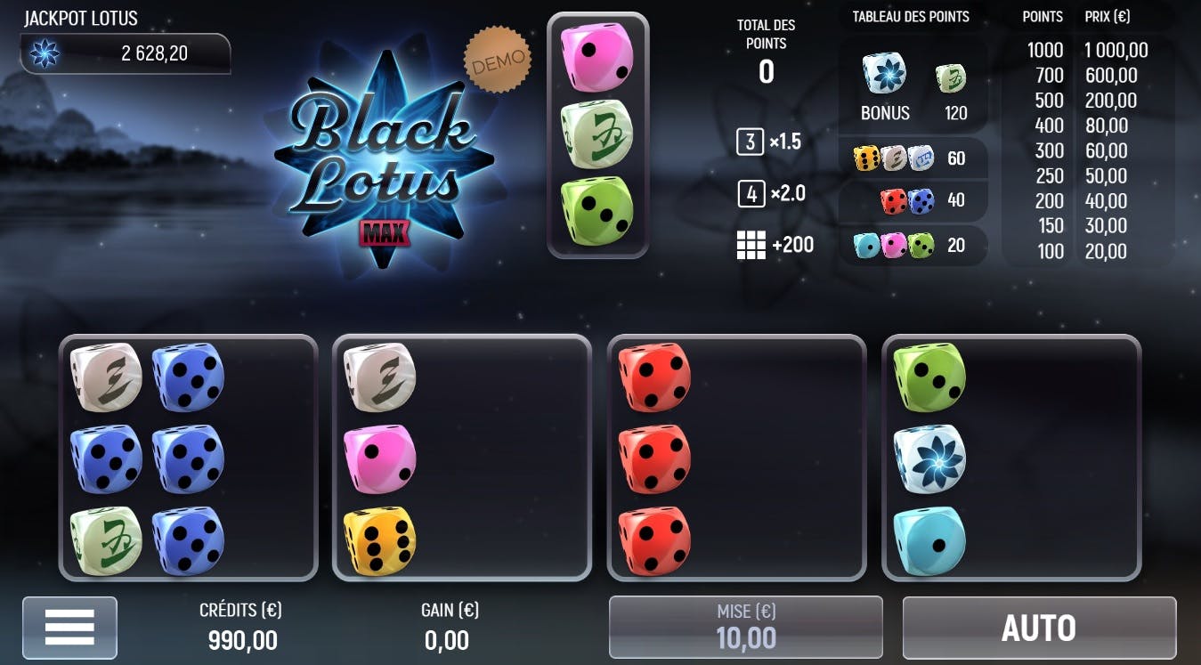 Airdice Black Lotus Max dice game with jackpot