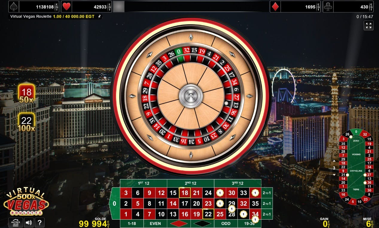 Amusenet Virtual Vegas Roulette with Multipliers
