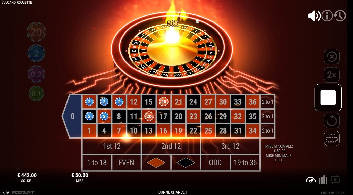 GameArt Vulcano Roulette avec multiplicateurs