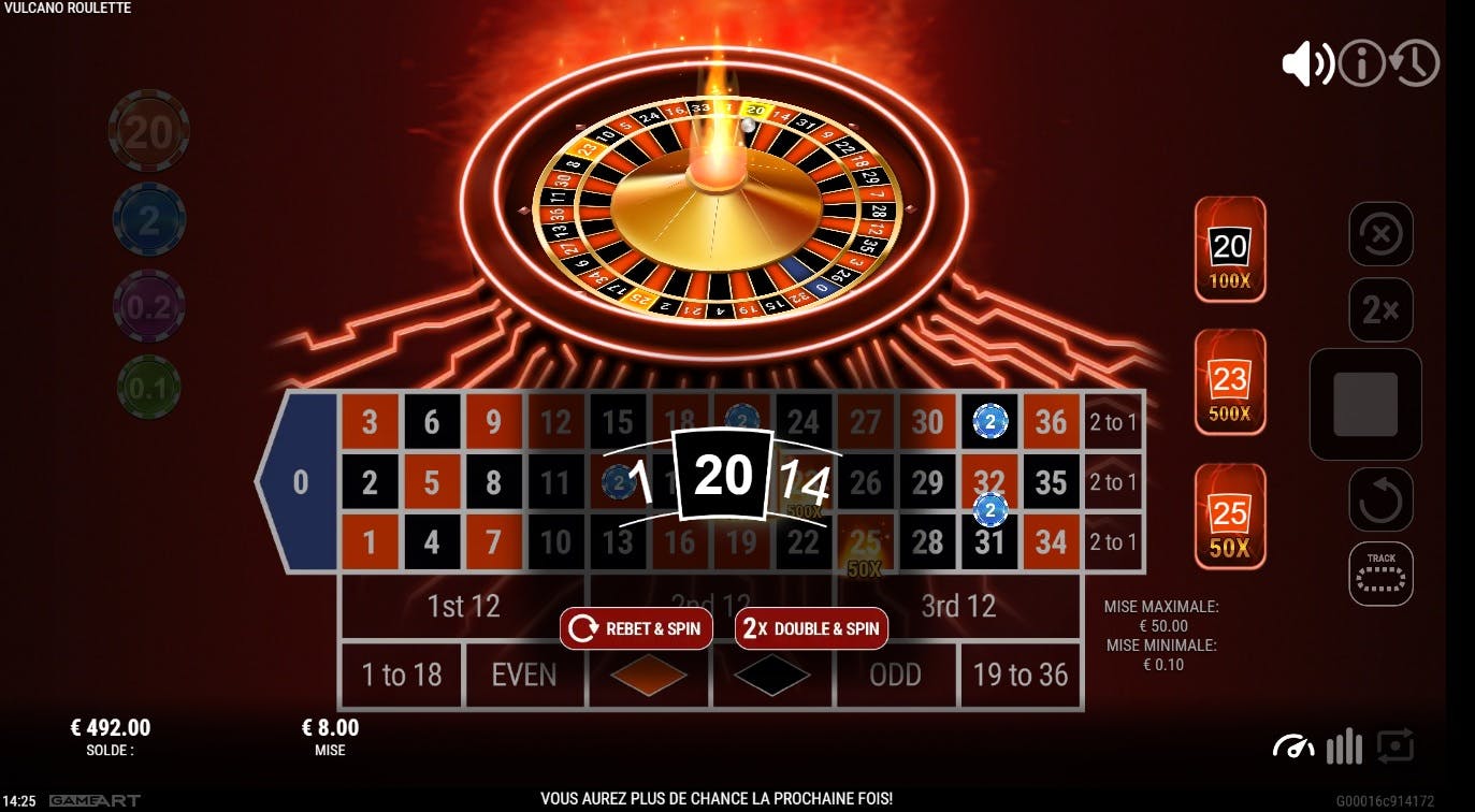 GameArt Vulcano Roulette avec multiplicateurs