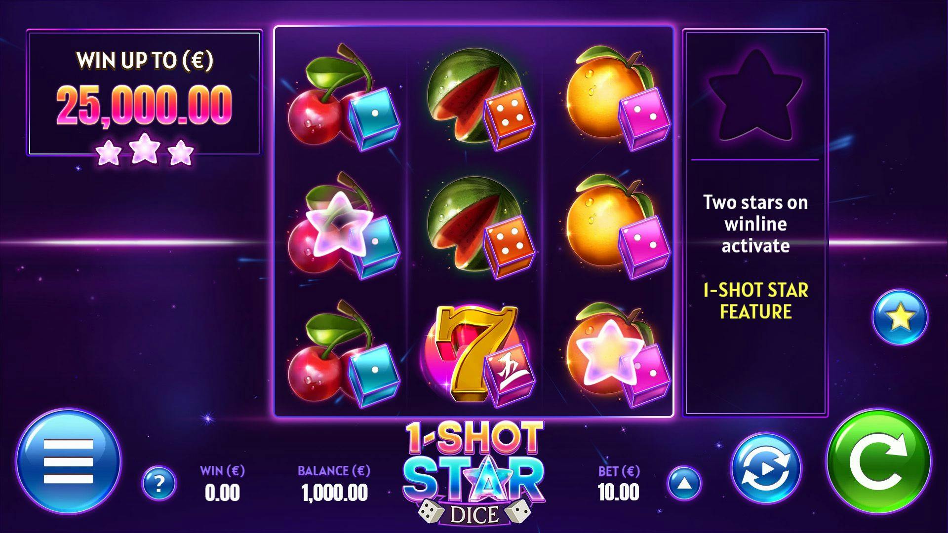 Discover the 1 Shot Star diceslot from Airdice